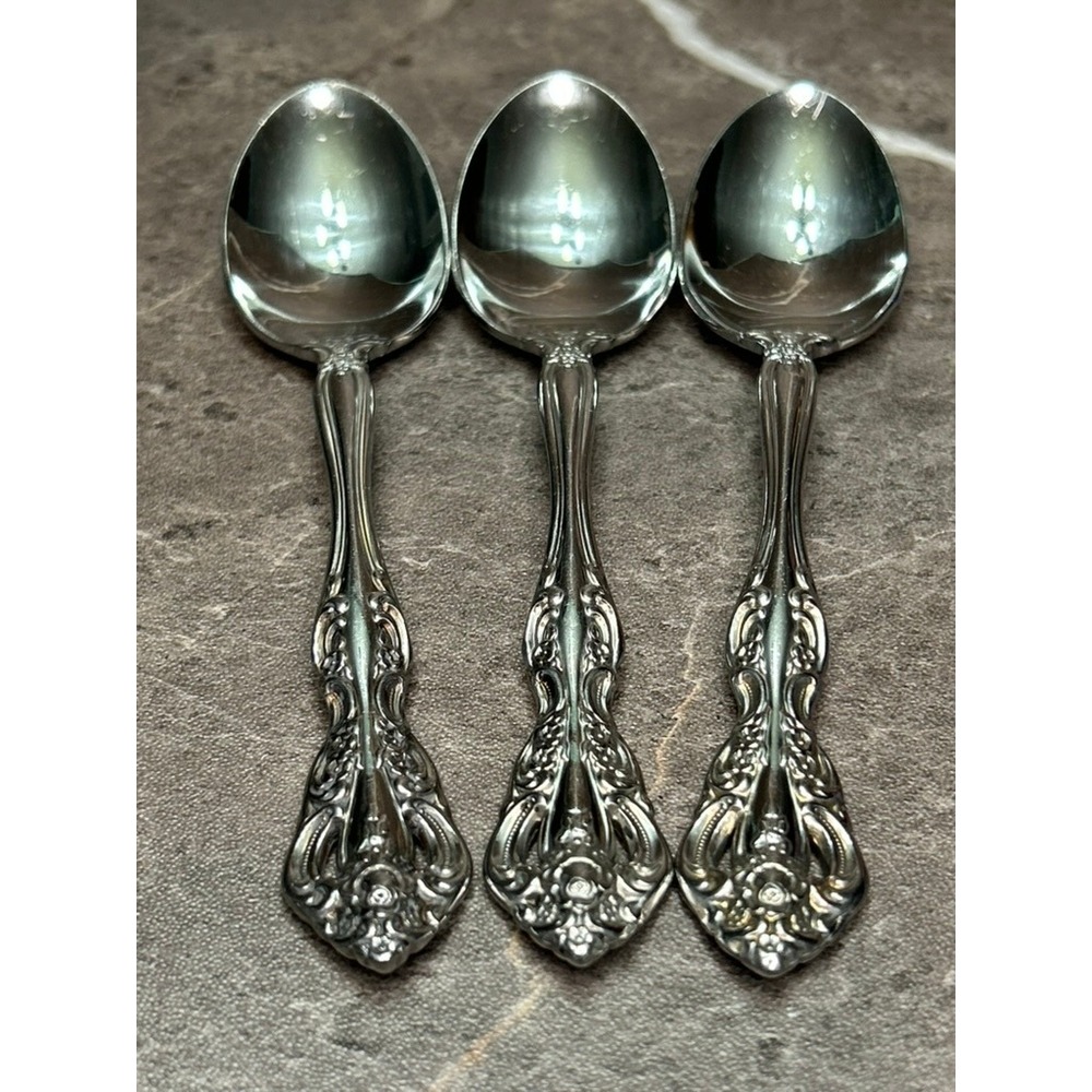 Oneida Michelangelo Teaspoons Set of 3 Community Stainless Steel Glossy Floral
